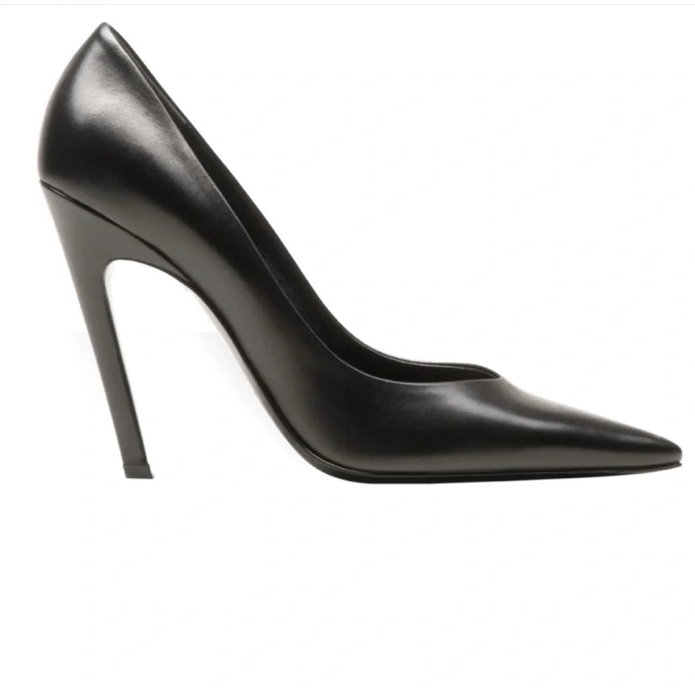Balenciaga Slash Slanted Heel $675 Pointed Toe Patent Leather Pumps EU37.5